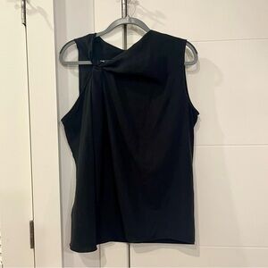 Black Asymmetrical Knotted Sleeveless Top - SAKS FIFTH AVENUE